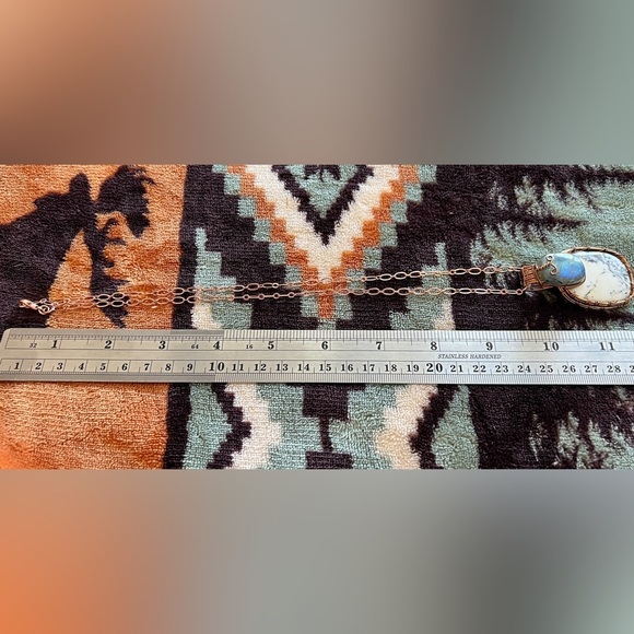 ❤️ Large Dendrite Opal & Howlite Copper Wire Pendant & Paperclip Chain - Picture 11 of 12